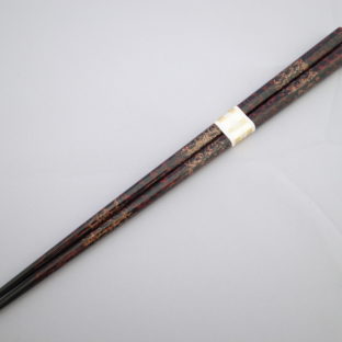 【イシオカ工芸】　箸　大　津軽塗　唐塗梨子地黒上（赤）