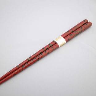 【イシオカ工芸】　箸　中　津軽塗　唐塗赤上