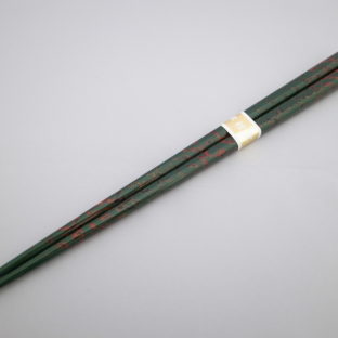 【イシオカ工芸】　箸　大　津軽塗　唐塗青上