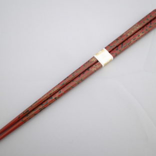 【イシオカ工芸】　箸　大　津軽塗　唐塗梨子地赤上