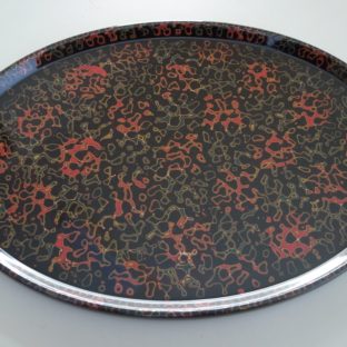 【イシオカ工芸】　小判もてなし盆　津軽塗　唐塗呂上