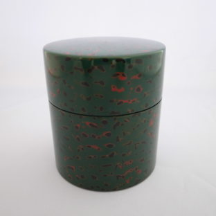 【イシオカ工芸】　茶筒　木粉　津軽塗　唐塗緑上