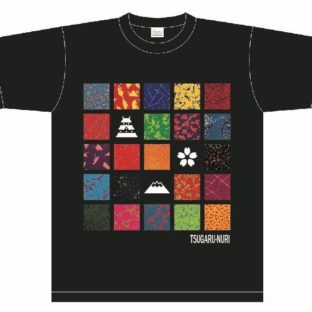 【春光堂】オリジナルTシャツ　津軽塗模様　角型タイプ