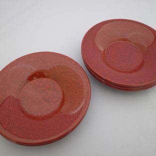 【イシオカ工芸】　茶托　木製　5枚入　津軽塗　ななこ塗赤上