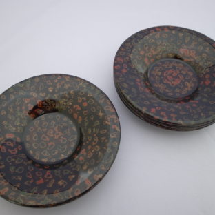 【イシオカ工芸】　茶托　木製　5枚入　津軽塗　唐塗呂上