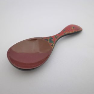 【イシオカ工芸】　スプーン茶味　木製　津軽塗　唐塗赤上
