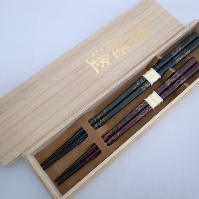夫婦箸桐箱入梨黒青赤1
