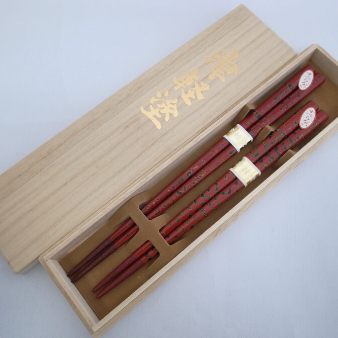 すべらない夫婦箸桐箱入赤上1