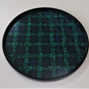 【BEAMSコラボ商品】　丸浅盆　木製　２７cm　ブラックウォッチ柄