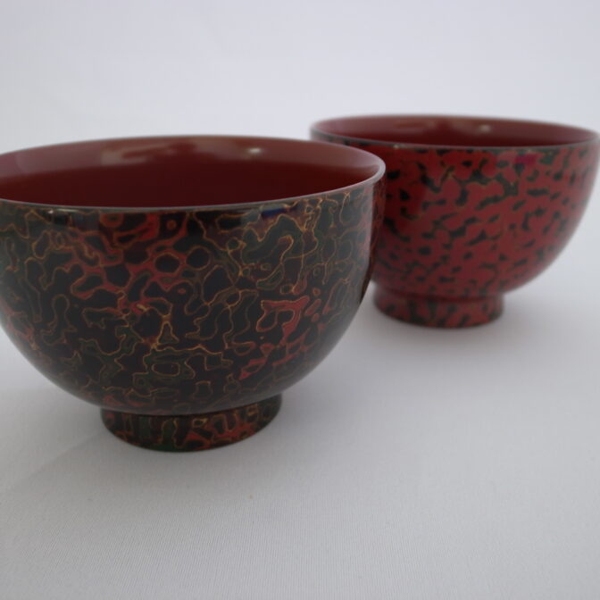 イシオカ工芸】 夫婦内羽反汁椀 木粉加工品 津軽塗 唐塗 呂上