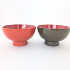 【超お買い得品】夫婦汁椀木製ななこ塗うぐいす色・オレンジ色