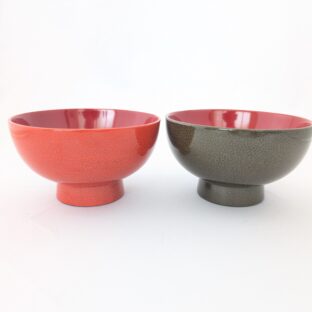 【超お買い得品】夫婦汁椀木製ななこ塗うぐいす色・オレンジ色